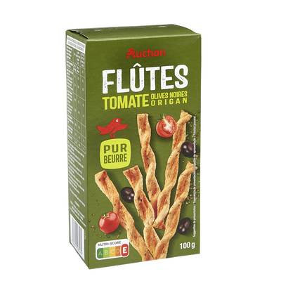 Auchan Flûtes tomate olive origan, 100g