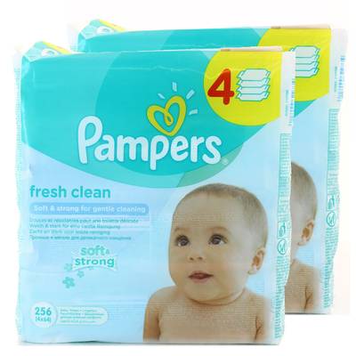 Pampers Lingettes Baby Fresh, Lot de 2x256 (4x64) lingettes