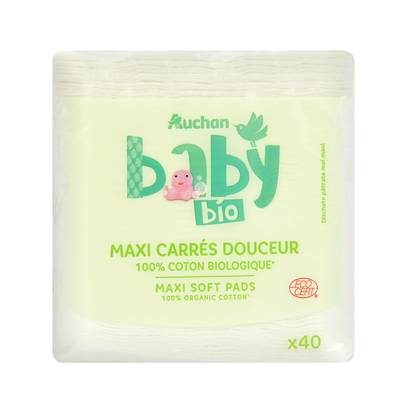 COSMIA BABY BIO Maxi carrés de coton douceur bio, 40 cotons