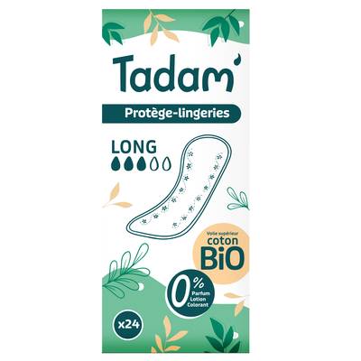 Tadam Protège-slips Long - dermo-sensitives - dermo-sensitives non irritants et respectent votre corps, 24 pièces