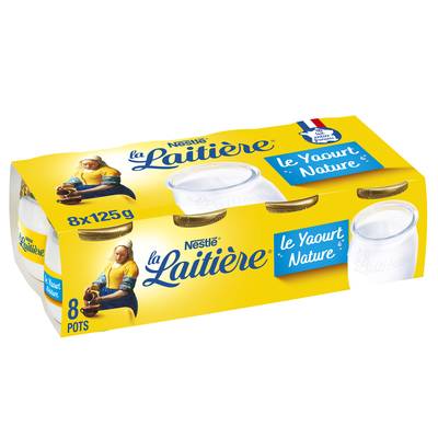 La laitière Yaourt nature au lait entier, 8x125g