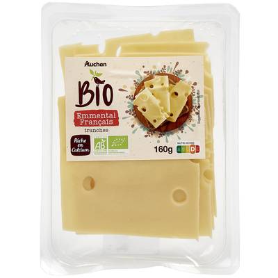 Auchan BIO Emmental bio en tranche, 160g
