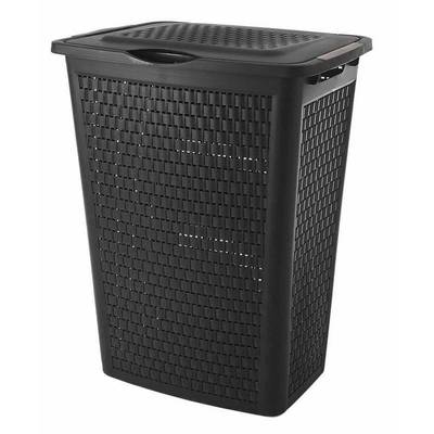 Sundis Coffre à linge Country Noir avec couvercle, 50 Litres
