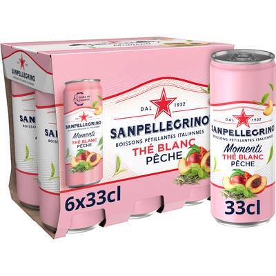 Sanpellegrino Boisson pétillante Pêche et infusion de thé blanc, 6x33cl