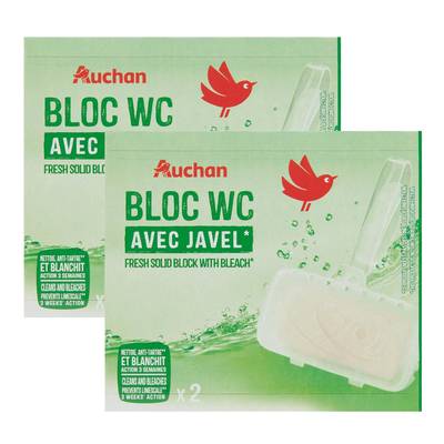 Auchan Bloc WC javel, Lot de 2x2 blocs wc