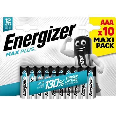 Energizer 10 Piles LR03 / AAA Alcaline Max Plus, 10  piles