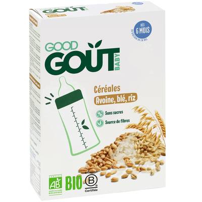 Good Goût Céréales Avoine Blé Riz Bio Bébé Dès 6 mois, 200g