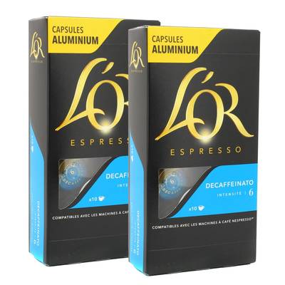 L'or Espresso Café Décaffeinato intensité 6, 2x10 capsules