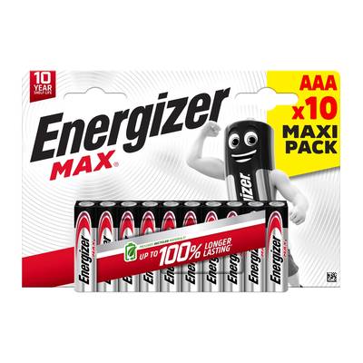 Energizer 10 Piles Alcaline LR03-AAA 1,5V Max, 10  piles