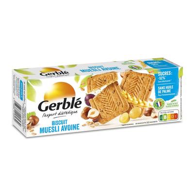 Gerblé Teneur Réduite 20 Biscuits Muesli Avoine - 52% de sucres en moins, 290g