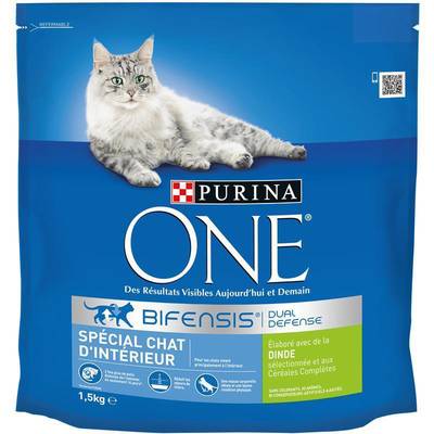 Purina - One Croquettes Dinde pour Chat Adulte d'Intérieur, 1,5kg