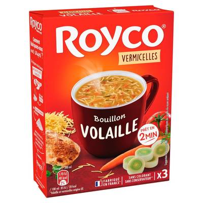 Royco Bouillon Volaille et vermicelles - 3 sachets instantanée, 31g