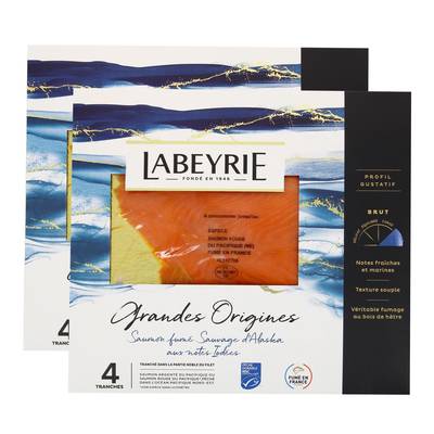 Labeyrie Saumon Fumé Sauvage d'Alaska Grandes Origines, Lot de 2x120g