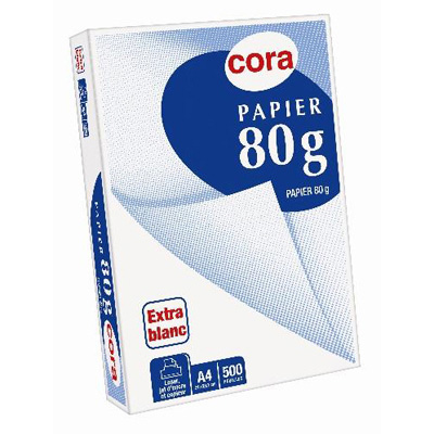 Ramette de papier A4 (21x29,7 cm), 500 feuilles, 80g - blanc