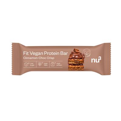 NU3 Barre Protéinée Vegan Chocolat Canelle- Fit Vegan Protéine Bar, 50g