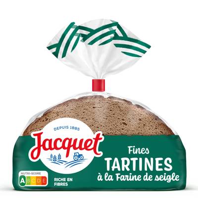 Jacquet Fines Tartines à la farine de Seigle, 9 tranches - 500g