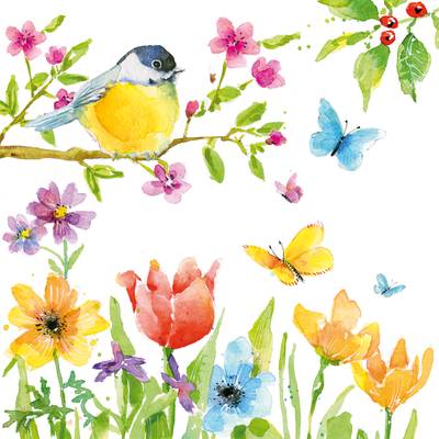 Paperproducts Design Serviettes papier Spring Bird, 20 serviettes de 33 x 33 cm