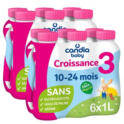 Candia Baby Lait de Croissance 3ème âge Liquide Bébé Dès 10 Mois, Lot de 2x6x1L