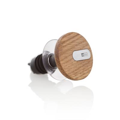 Bouchon et bec verseur en chêne et inox, 1 pièce