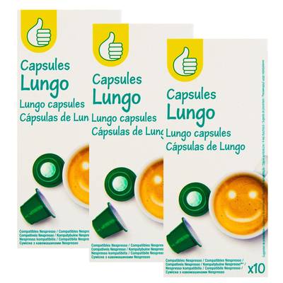 Pouce Capsules de café Lungo, Lot de 3x10 capsules