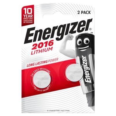 Energizer 2 Piles Bouton Lithium CR2016, 2  piles