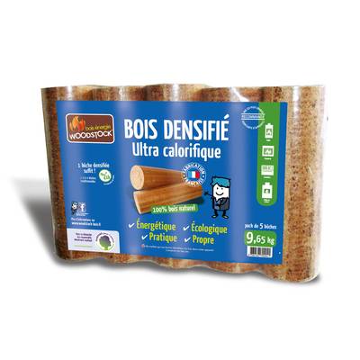 Woodstock 5 Bûches de bois densifiées ultra calorifique, 9,65kg