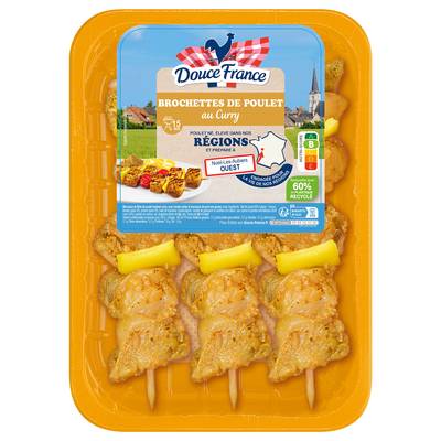 Douce France Brochette de Poulet au Curry, 3x150g