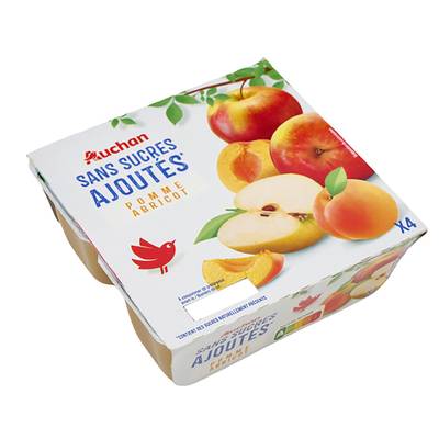 Auchan Pomme abricot sans sucres ajoutés, 4x100g
