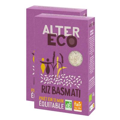 Alter Eco - Commerce Equitable Riz Long Grain Basmati bio d'Inde, Lot de 2x400g