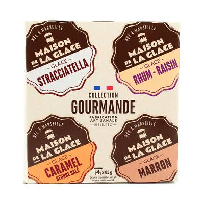 Maison de la Glace Minis Pots Saveurs Gourmandes, 4 pots - 340g