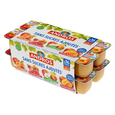 Andros Compote sans sucres ajouté panaché, 16x100g