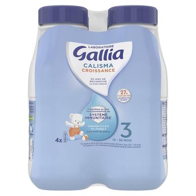 Laboratoire Gallia Lait de Croissance Calisma 3 Liquide Bébé Dès 12 Mois, 4x50cl