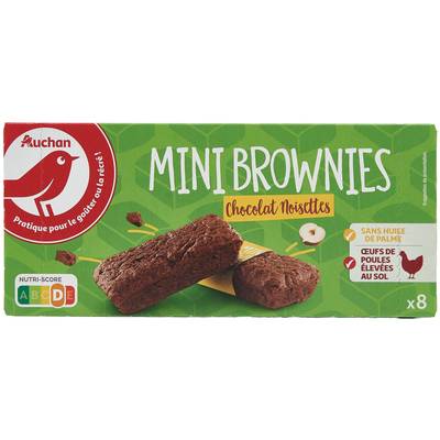 Auchan Mini brownies aux noisettes sachets individuels x8, 240g