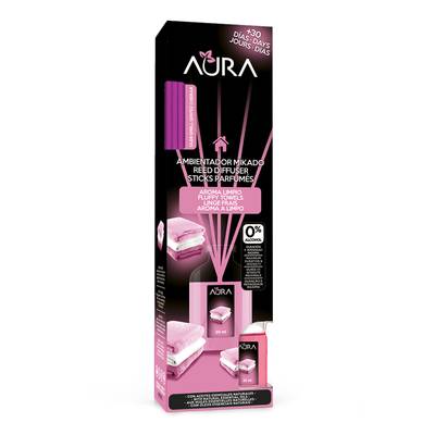 Aura Désodorisant Bâtonnets Linge frais Huiles essentielles, 30ml