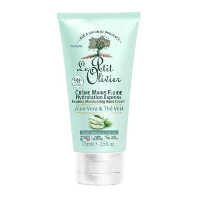 Le petit Olivier Crème Mains Fluide Hydratation Express Aloe Vera & Thé Vert, 75ml