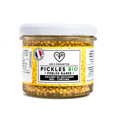 Les 3 Chouettes Pickles Graines de Moutarde Miel Bio, 110g