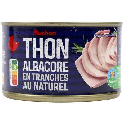 Auchan Thon albacore en tranches au naturel, 280g