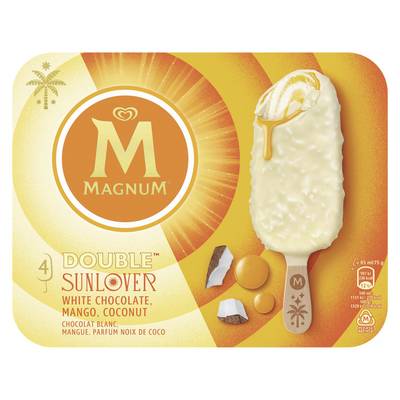Magnum Batonnets Coco Mangue Chocolat Blanc, 4 bâtonnets - 300g