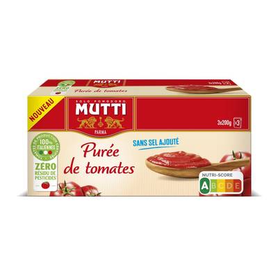 Mutti Purée de Tomates Passata Zéro Résidus de Pesticides, 3x200g