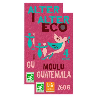 Alter Eco - Commerce Equitable Café moulu Arabica Bio du Guatemala, Lot de 2x260g