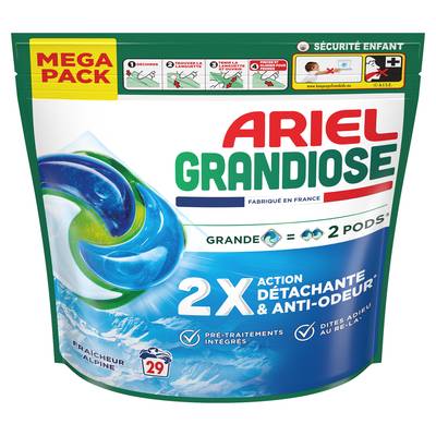 Ariel Capsules Lessive Grandiose Fraicheur Alpine, 29 capsules