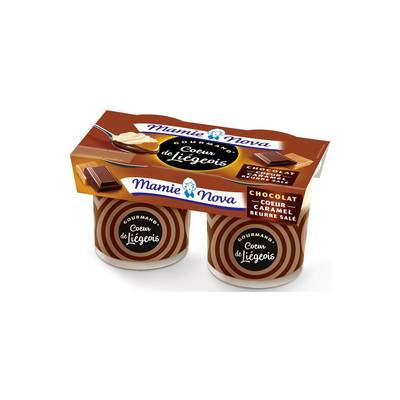 Mamie Nova Liégeois Chocolat Coeur Caramel Beurre Salé, 2x120g