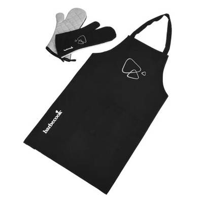 Barbecook Tablier et longs gants noir barbecue, 3 pièces