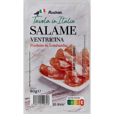 Auchan Tavola In Italia Salami Ventricina, 10 tranches - 80g