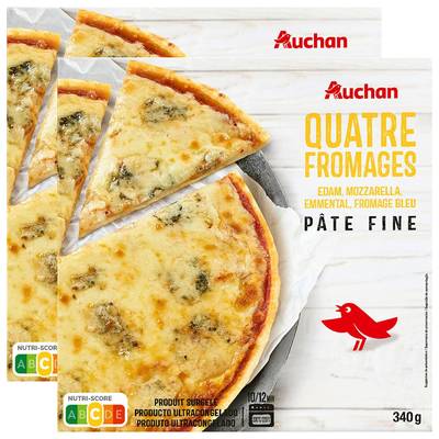 Auchan Pizza pâte fine 4 fromages, Lot de 2x340g