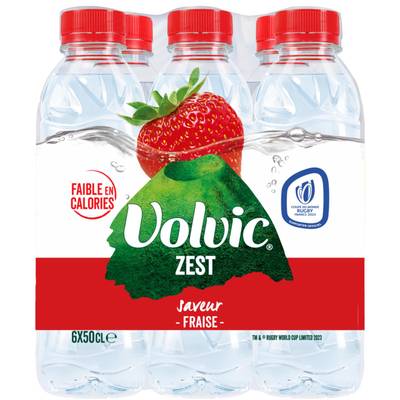 Volvic Zest Aromatisée Fraise et Citron vert, 6x50cl