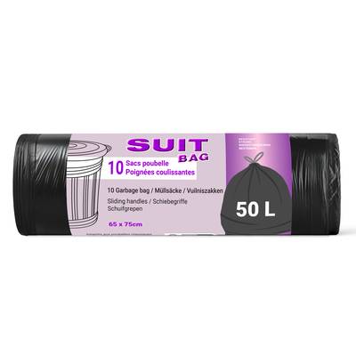 Suit Sac poubelle poignées, 10x50L
