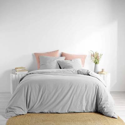 Douceur D Interieur Parure De Lit Coton Lavé Linette Gris, 240 x 220 cm
