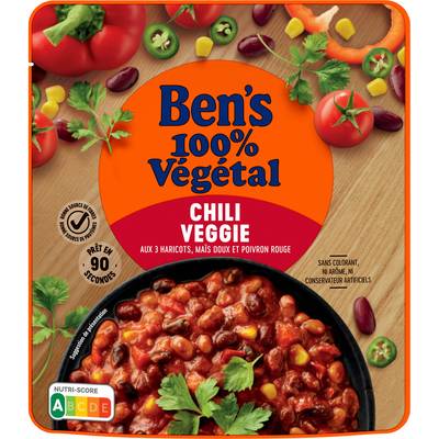 Ben's Original Chili Veggie - 3 Haricots, Maïs Doux et Poivron rouge 100% Végétal, 285g