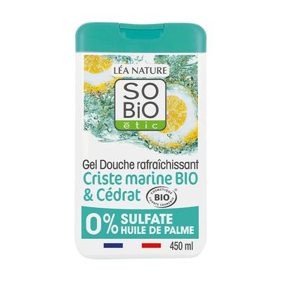 SO'BIO ETIC Gel douche rafraîchissant Criste marine bio et Cédrat, 450ml